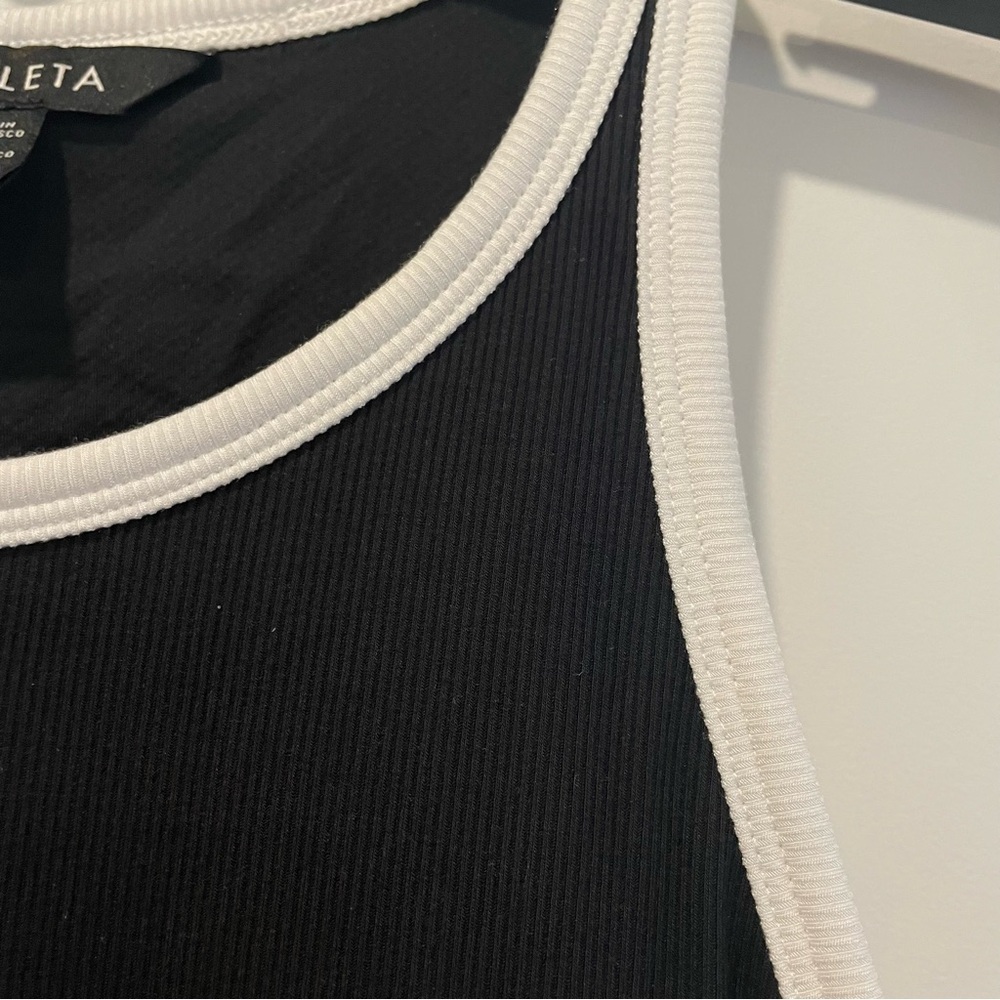 Athleta black white trim Signature Rib Maxi Dress Women Medium NWT - Picture 6 of 15